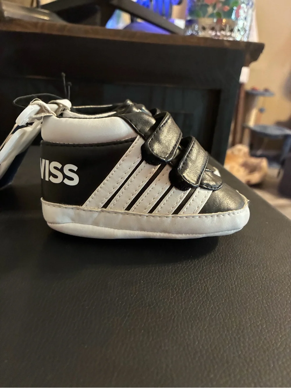 K-Swiss Kids Black and White Double Velcro Sneakers